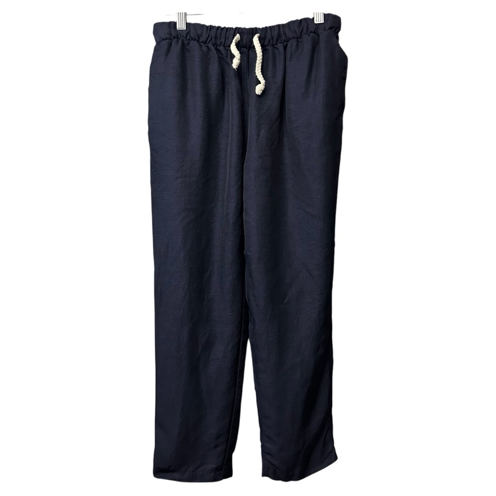 Zara Navy Linen/Viscose Blend Pants Size Small